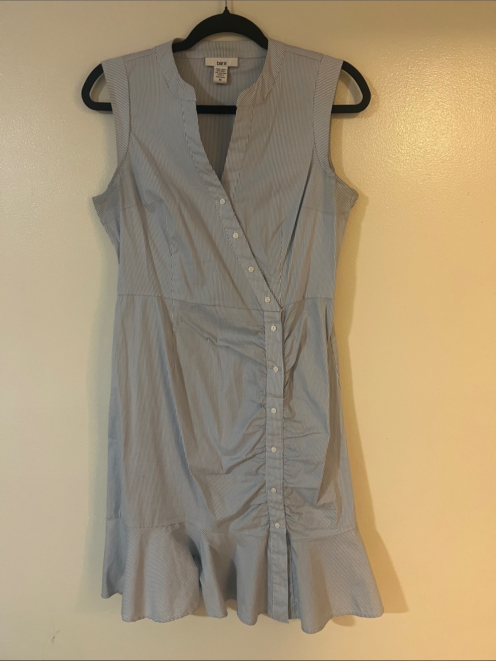 Bar lll  Sleeveless Button-Front Ruffle Hem Dress